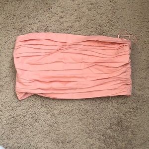 Strapless Pink Poplin Ruched Top